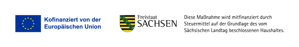 Logo von Europäischem Strukturfonds und Freistaat Sachsen mit Förderhinweis